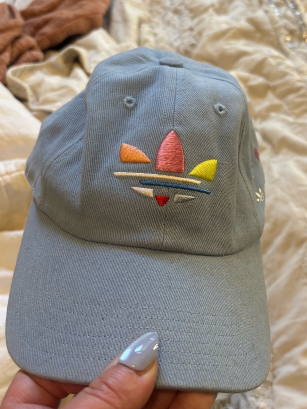 adidas Pastel Blue Cap with Multicolor Trefoil